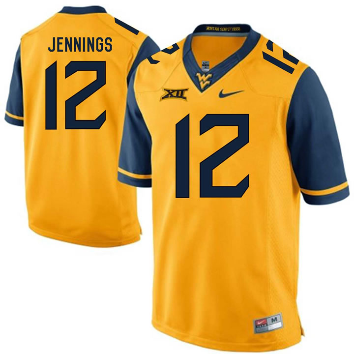 West Virginia Mountaineers #12 Gary Jennings Gold College Football Jersey
